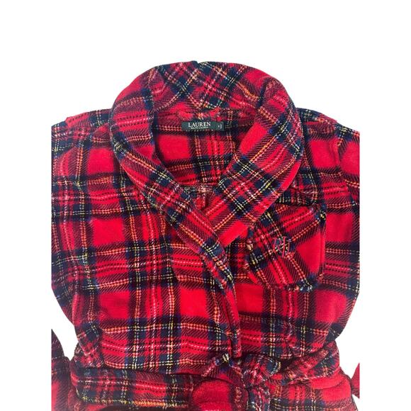 Lauren Ralph Lauren Red Tartan Plaid Fleece Robe Size S ChristmasRobe Cabincore - Picture 4 of 9